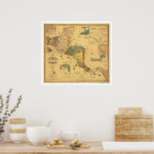 中米地図1862 ポスター (キッチン)