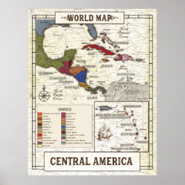 中米地図 ポスター
