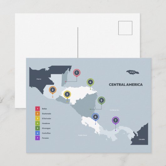 中米地図 ポストカード (正面/裏面)