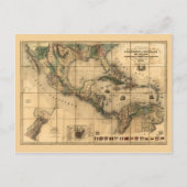 中米地図（1845年） ポストカード (正面)