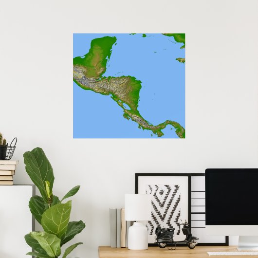 中米地形図 ポスター (ホームオフィス)