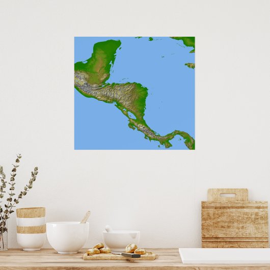 中米地形図 ポスター (キッチン)