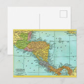 中米大陸のヴィンテージマップポストカード ポストカード (正面/裏面)