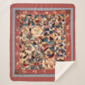 中素朴ヴィンテージ熱狂するパッチワークキルト シェルパブランケット (正面)