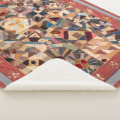 中素朴ヴィンテージ熱狂するパッチワークキルト シェルパブランケット (3/4)