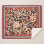 中素朴ヴィンテージ熱狂するパッチワークキルト シェルパブランケット (正面(横))