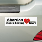 中絶は妊娠中絶反対打つハートをストップ バンパーステッカー (車上)