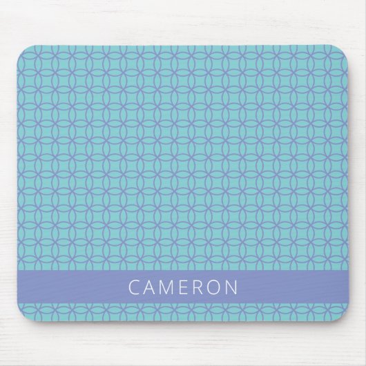 中線モダンアートパターンライトブルーパーソナライズされた マウスパッド (正面)