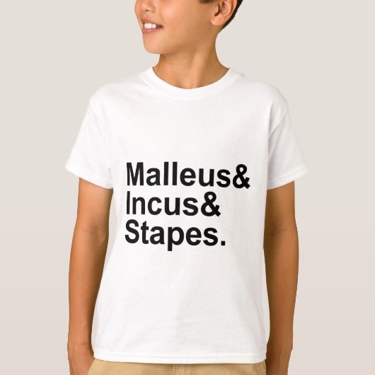 中耳の3つの骨 | ツチ骨・キヌタ骨・アブミ骨 Tシャツ (正面)