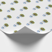 中華一味陶器オレンジトピアリーツリーブルーギフト ラッピングペーパー (角)