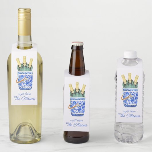 中華料理のウオーターカラーワインアイスバケツ ボトルネックタグ (インサイチュ)