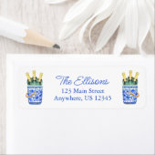 中華料理のウオーターカラーワインバケット差出人住所 ラベル (インサイチュ)