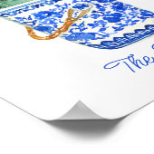 中華料理のウオーターカラーワインバケット ポスター (角)