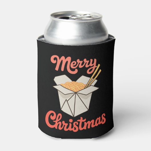 中華料理のテイクアウト箱 箸 クリスマス 缶クーラー (缶正面)