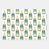 中華料理の水色ワインバケットラッピング紙 ラッピングペーパーシート (正面3)