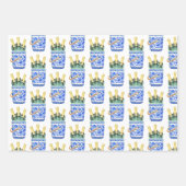 中華料理の水色ワインバケットラッピング紙 ラッピングペーパーシート (正面)