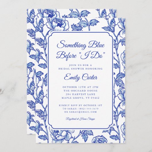 中華料理をする前に何か青いフローラ 招待状 (正面/裏面)