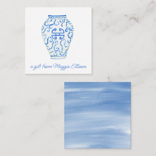 中華石見水彩ジンジャー花瓶ギフトエンクロージャー ノートカード (正面/裏面)