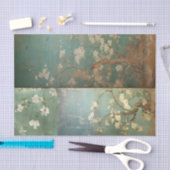 中華風の古緑とリンゴの花1 薄葉紙 (クラフト)