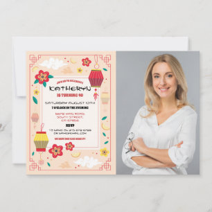 中華風誕生日パーティーレストラン テイクアウト フォト 招待状