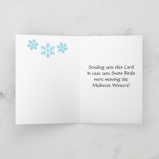 中西部の冬のスノーバードカーユーモアのあるド シーズンカード (内部)
