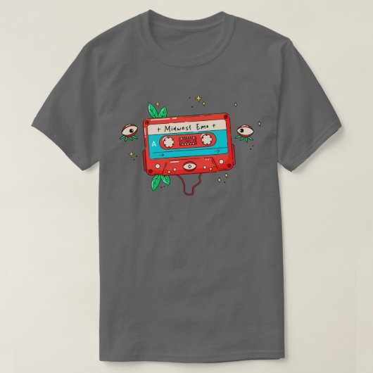 中西部エモのレトロカセットオーディオテープ Tシャツ (デザイン正面)