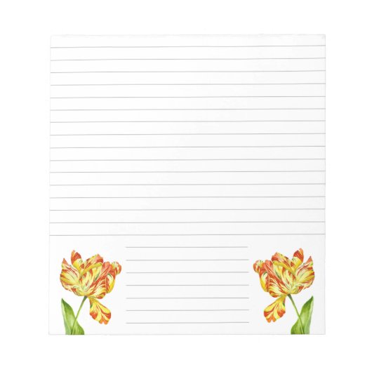 中規模のメモ帳に燃えるようなチューリップ ノートパッド (正面)