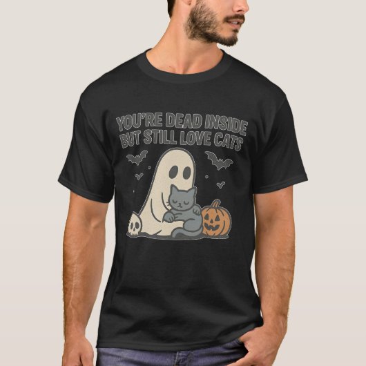 中身は死んでるけど猫は好き Tシャツ (正面)