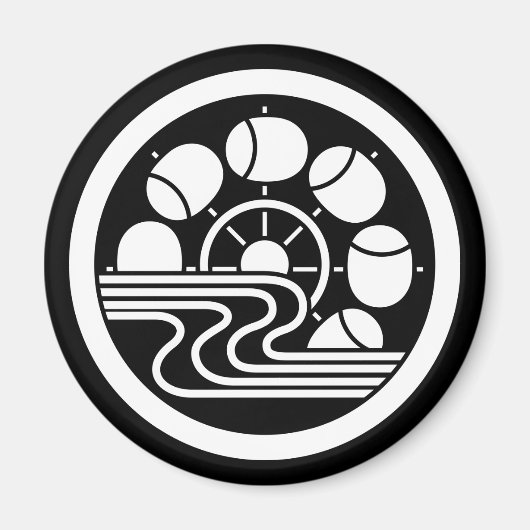 中輪に水に槌車 マグネット (正面)