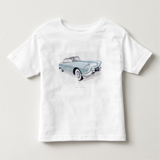 中運転者のシルエットが付いている1957年のキャデラック トドラーTシャツ (正面)