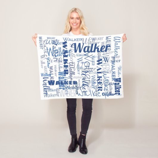 中長名パターン青と白のベビー フリースブランケット (インサイチュ)