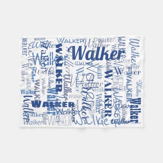 中長名パターン青と白のベビー フリースブランケット (正面(横))