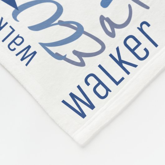 中長名パターン青と白のベビー フリースブランケット (角)