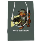 中間のサイファイの海洋のショウガ猫の発砲銃の漫画 ミディアムペーパーバッグ (正面)