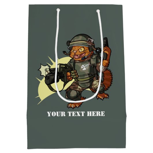 中間のサイファイの海洋のショウガ猫の発砲銃の漫画 ミディアムペーパーバッグ (裏面)