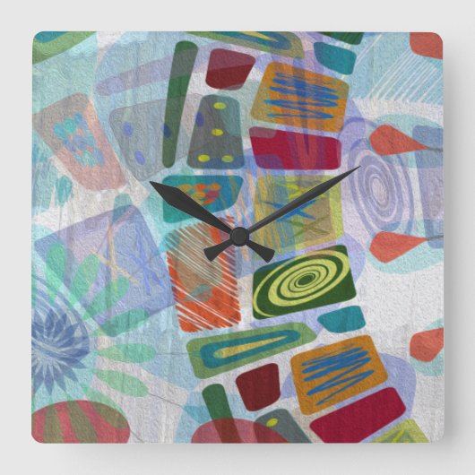 中間のパネルIII スクエア壁時計 (正面)