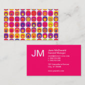 中間のモダンな世紀のピンクおよび黄色い名刺 名刺 (正面/裏面)