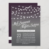 中間の夏の夜のひもライトディナー・パーティの招待 招待状 (正面/裏面)