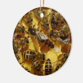 中間の女王が付いているはちの巣の蜂蜜の蜂 セラミックオーナメント (左)