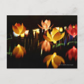 中間の秋のフェスティバルのためのはす定形ランタン ポストカード (正面)