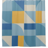 中間ジオメトリ抽象芸術シェイプパターン シャワーカーテン (正面)