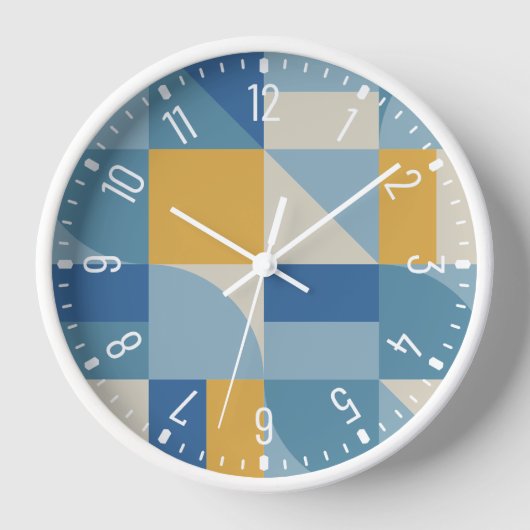 中間ジオメトリ抽象芸術シェイプパターン 壁時計 (正面)
