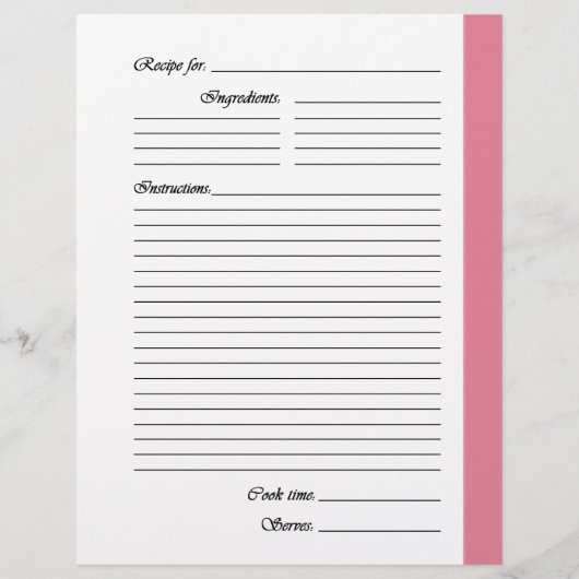中間ピンクの両面レシピページ (正面)