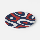 中間モダン寄木模様赤い白と青 ペーパープレート (アングル)