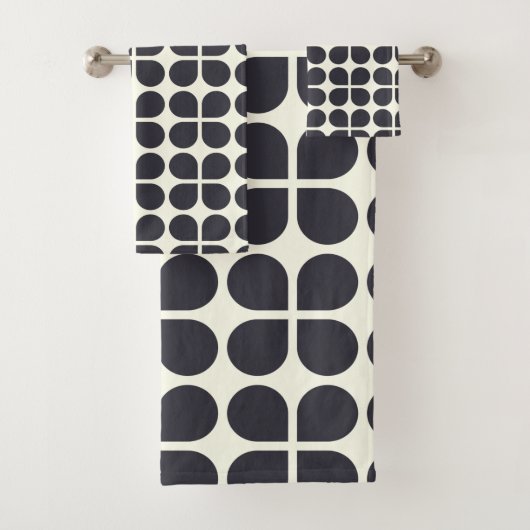 中間モダン形状白黒のジオメトリ形状 バスタオルセット (インサイチュ)