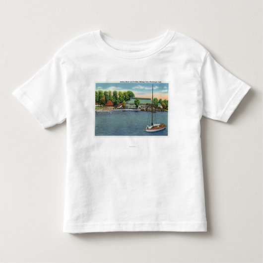 中間公園のビーチおよびパビリオンの眺め トドラーTシャツ (正面)