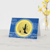 中間秋のフェスティバルカード、月の女神のヒスイのウサギ カード (黄色い花)