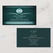 中間管理職 – アールデコスタイルティール（緑がかった色）メタル 名刺 (正面/裏面)