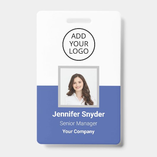 中青、従業員の写真ID、QRコード付き、会社 バッジ (表面)