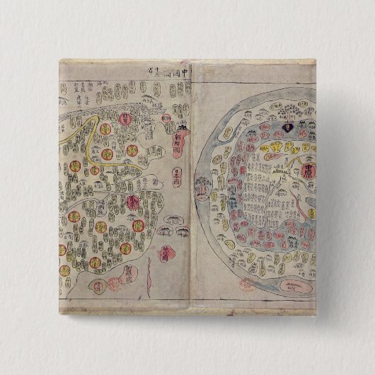 中韓世界地図 缶バッジ (正面)